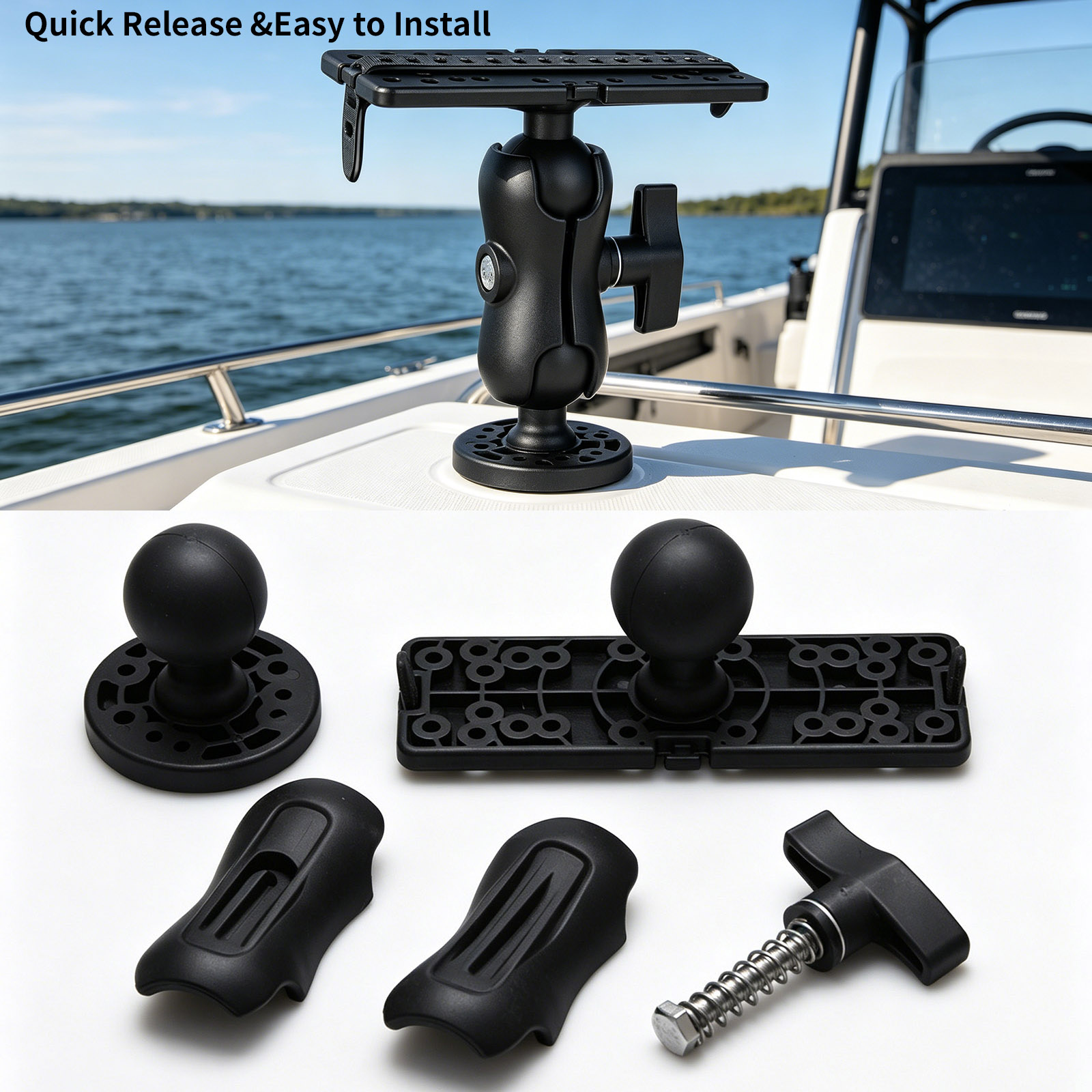 Fish Finder Mount - 360 ° Regulowany uchwyt do echałometru
